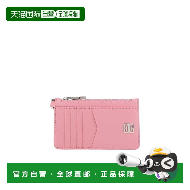 香港直发GIVENCHY纪梵希女士粉色徽标小牛皮拉链钱包BB60GXB14Y