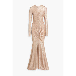 褶皱珠片弹性网纱礼服 香港直邮NORMA 女士 卡玛丽 KAMALI 诺玛