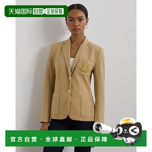 自营欧洲直邮RalphLauren拉夫劳伦 Petite金银丝刺绣提花西装外套