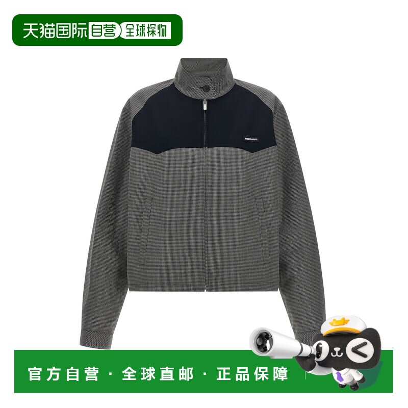 1h可退 香港直邮Miu Miu 缪缪 女士 方格棉布格纹宽身束腰夹克 ML