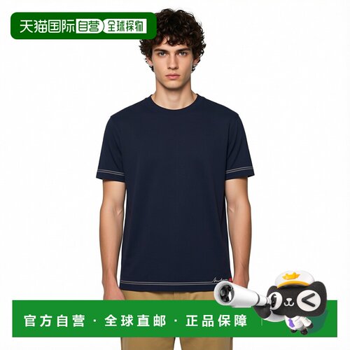 自营欧洲直邮BURBERRY/博柏利 男士棉圆领带刺绣修身短袖T恤新款