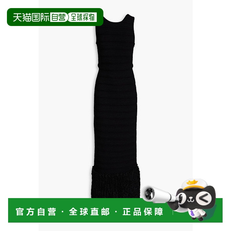 1小时内可退 香港直邮Alaia 女士 荷叶边洞眼针织长款连衣裙 9S9R