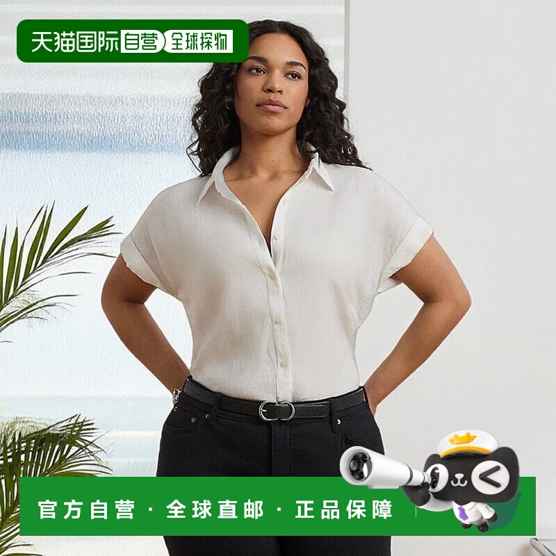自营欧洲直邮RalphLauren拉夫劳伦 Lauren Woman休闲短袖亚麻衬衫