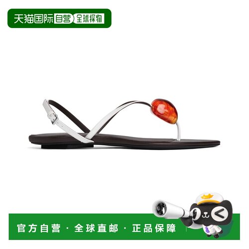 自营欧洲直邮ALAIA阿莱亚 INVISIBLE女士光学白漆皮宝石人字凉鞋