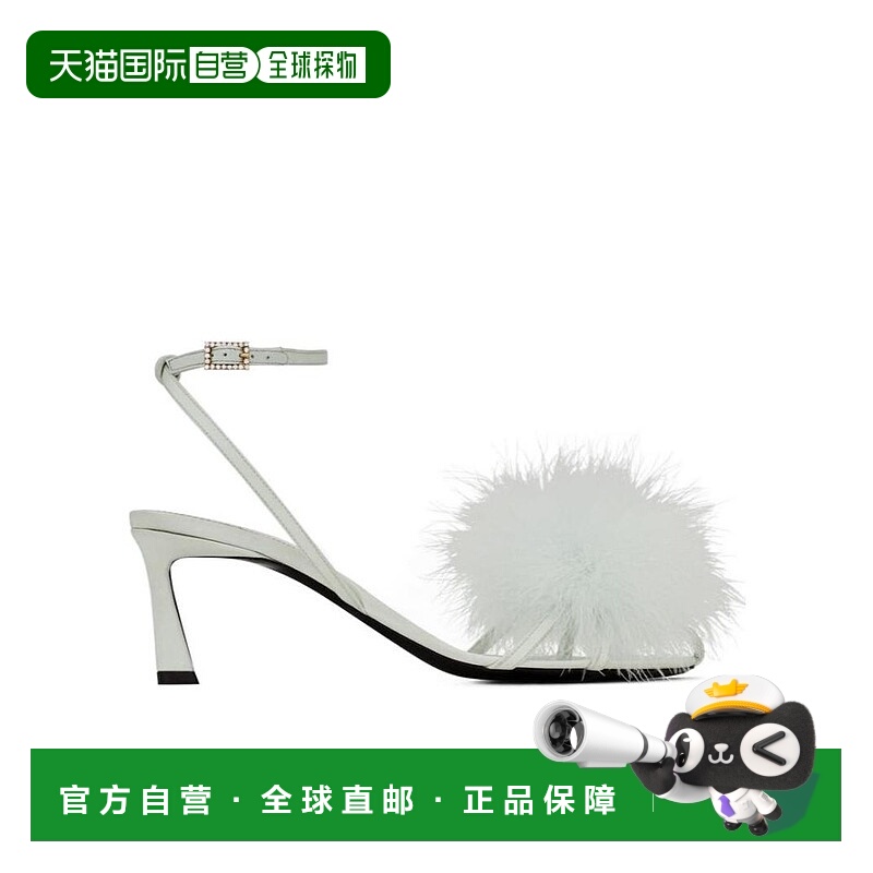 1h可退 香港直邮Saint Laurent 圣罗兰 女士 尖头羽毛流苏高跟凉