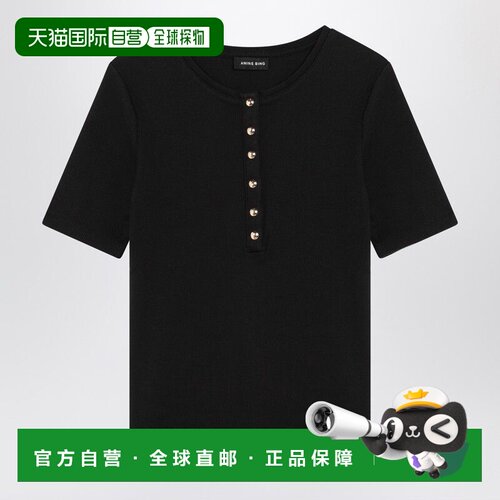 1h可退 香港直邮Anine Bing 女士T恤 A0810315COBLK26 SS2025 黑