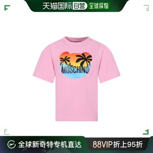 logo图案T恤童装 香港直邮Moschino 女童 莫斯奇诺 HUM04SLBA10