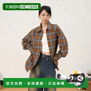 单排扣衬衫 女士棉质网格纹落肩袖 博柏利 自营欧洲直邮Burberry