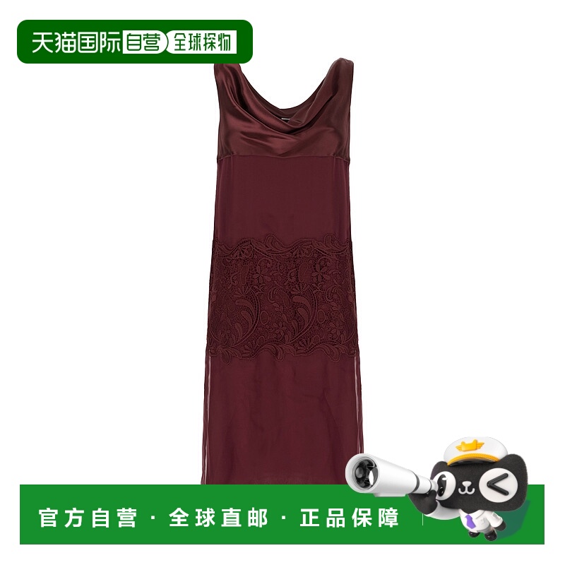 香港直邮Salvatore Ferragamo 菲拉格慕 女士 酒红色真丝连衣裙 7