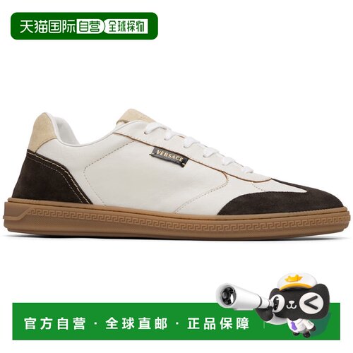 1h可退 香港直邮versace 范思哲 男士 棕色 & 白色 Greca Court N