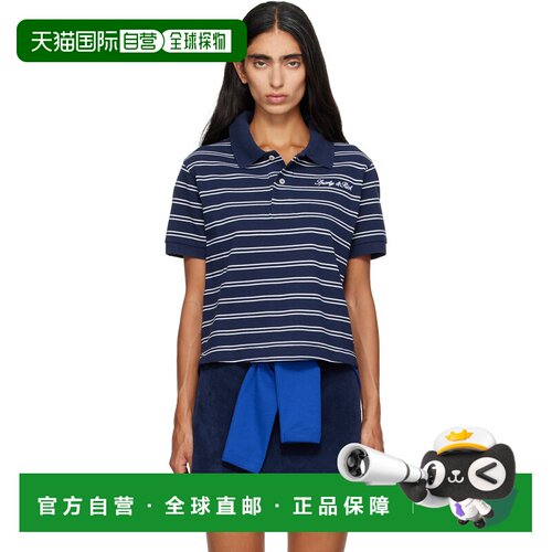 1h可退 香港直邮SPORTY & RICH 女士 海军蓝 Signature Logo Polo