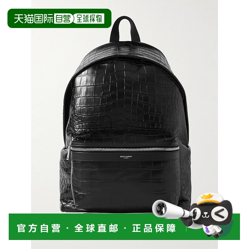 香港直邮Saint Laurent 圣罗兰 男士 City 鳄鱼皮革感漆皮背包 53