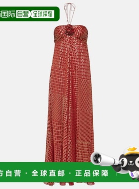 香港直邮RIXO 女士 Samira 印花挂脖礼服 red红色 舒适时尚连衣裙