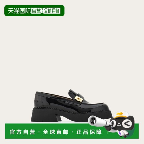 自营欧洲直邮Ferragamo菲拉格慕 bold女士黑色漆皮小牛皮搭扣乐福