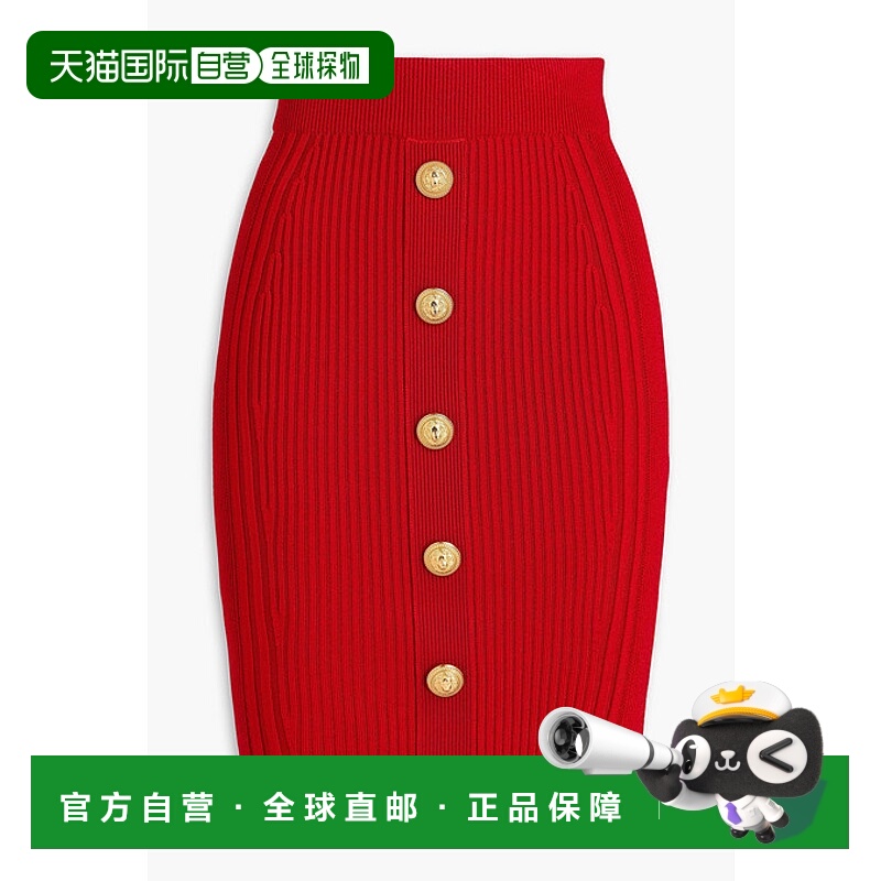 香港直邮Balmain 巴尔曼 女士 细罗纹针织半身裙 BF1LC200KE18