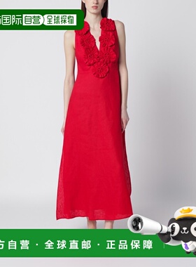 香港直邮FARM RIO 女士 appliques 红色亚麻花朵连衣裙 347760COL