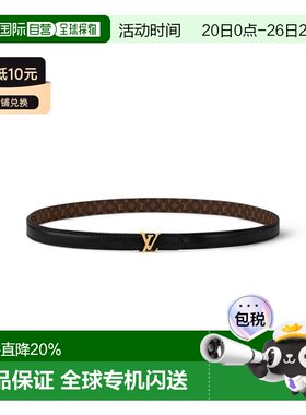 1h可退 LV MINI MONOGRAM 徽标印花 双面皮带 女款 棕色/黑色 宽1