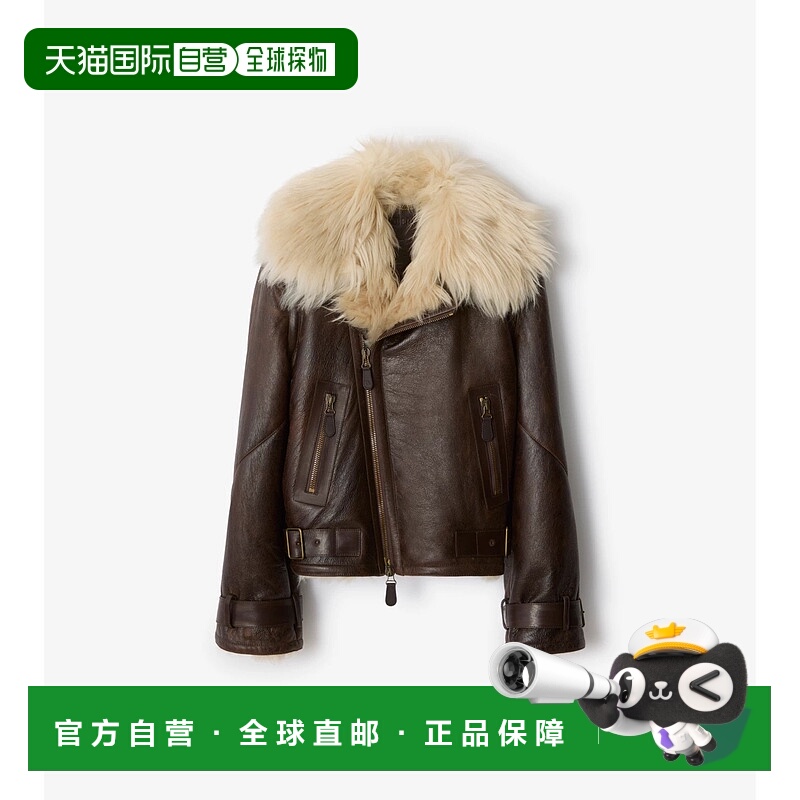 欧洲直邮BURBERRY 25秋冬 81162301 女士 夹克 短款毛羊皮飞行员