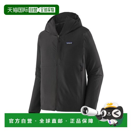 自营欧洲直邮PATAGONIA R1 TechFace男士黑色聚酯纤维连帽抓绒夹