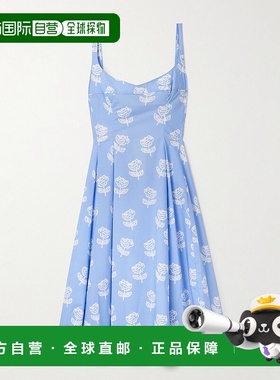 香港直邮Marni 玛尼 女士 褶裥印花棉质府绸中长连衣裙 ABMA1463A