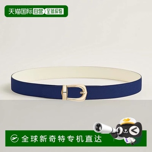 宝石蓝 1h可退 男士 欧洲直邮Hermes 白色小牛皮腰带32mm 爱马仕