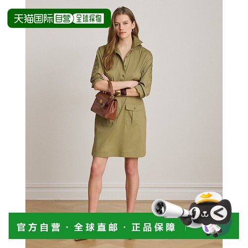 自营欧洲直邮Ralph Lauren拉夫劳伦 女士棉混纺系带衬衫式连衣裙