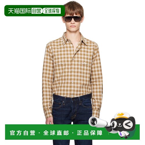 1h可退 香港直邮Tom Ford 汤姆 福特 男士 黄褐色 Check West 衬