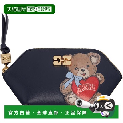 1h可退 香港直邮GANNI 甘尼 女士 海军蓝 Bou Bear 零钱包 B3010