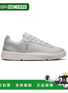 自营欧洲直邮ON昂跑 THE ROGER系列女士浅灰色/奶油白皮革厚底网