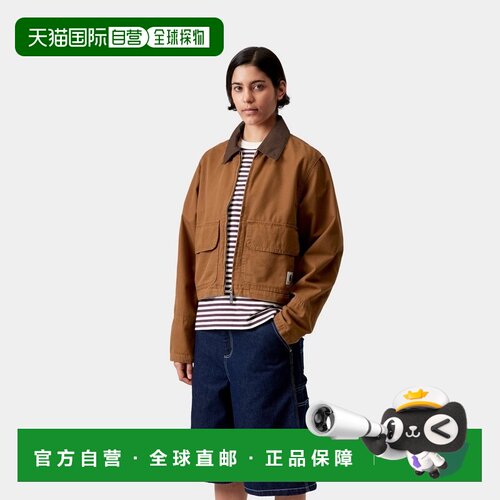 自营欧洲直邮Carhartt WIP Prescott女士黄棕色/深棕色棉质夹克