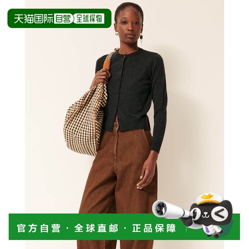 自营欧洲直邮Sessun思溯 Diga女士炭黑色美利奴羊毛针织开衫