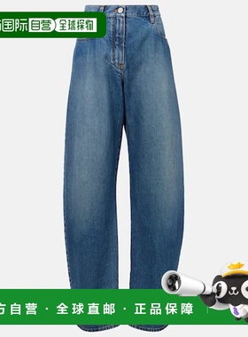 香港直邮Alaia 女士 barrel-leg 高腰牛仔裤 blue蓝色 舒适时尚