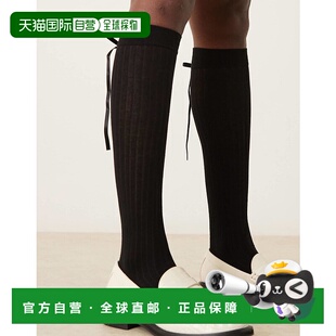 香港直邮ASOS black黑色 女士 黑色 舒 设计及膝缎带袜子 1h可退