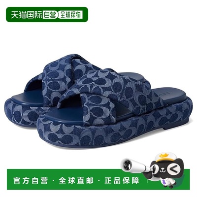 1h可退 香港直邮Coach 蔻驰 女士 Penelope C 标志凉鞋 blue蓝色