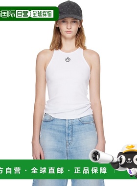 1h可退 香港直邮Marine Serre 女士 白色 Moon Logo Ribbed Jerse