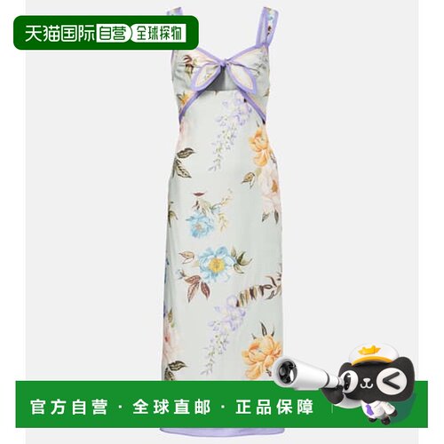 香港直邮Self-Portrait 女士 花朵斜纹布中长吊带连衣裙女装