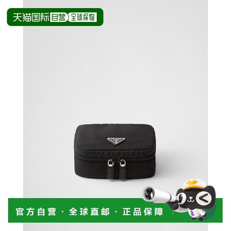 自营欧洲直邮Prada普拉达 Re-Nylon男士黑色再生聚酰胺金属三角标