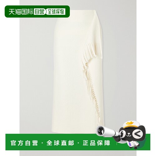 Lanvin 朗雯 女士 流苏羊毛混纺中长半身裙 RWST0001K125a字裙