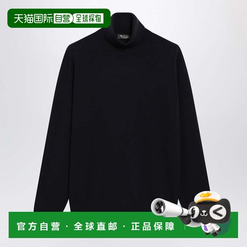 香港直邮Loro Piana 诺悠翩雅 男士 经典款海军蓝婴儿羊绒高领上
