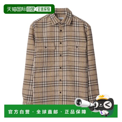 香港直邮BURBERRY 男士衬衫 81016821 SS2025 花色 格纹衬衫