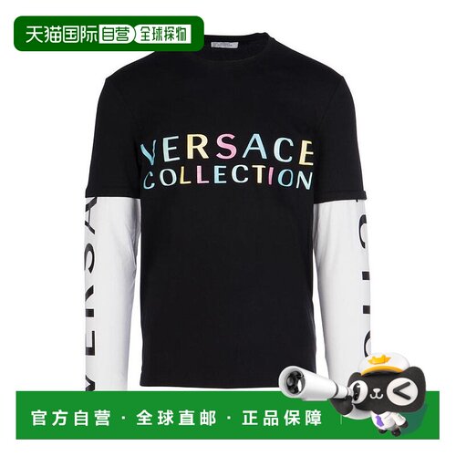 香港直邮Versace 拼接衣袖假两件长袖T恤 V800887VJ00180V2005