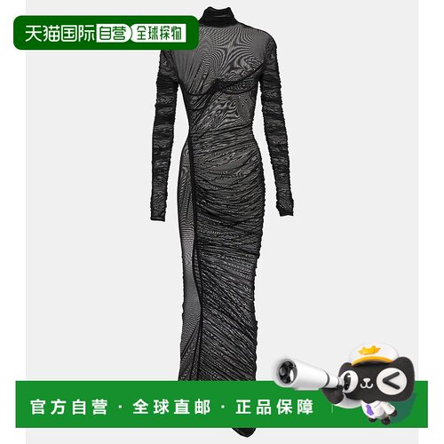 1h可退 香港直邮Mugler 穆勒 女士 褶皱透视长款连衣裙 001383