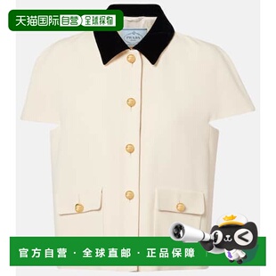 sable 1h可退 女士 普拉达 天鹅绒饰边上衣 香港直邮Prada