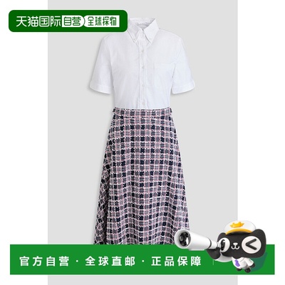 香港直邮Thom Browne 汤姆 布朗 女士 Oxford-paneled 棉混纺花呢