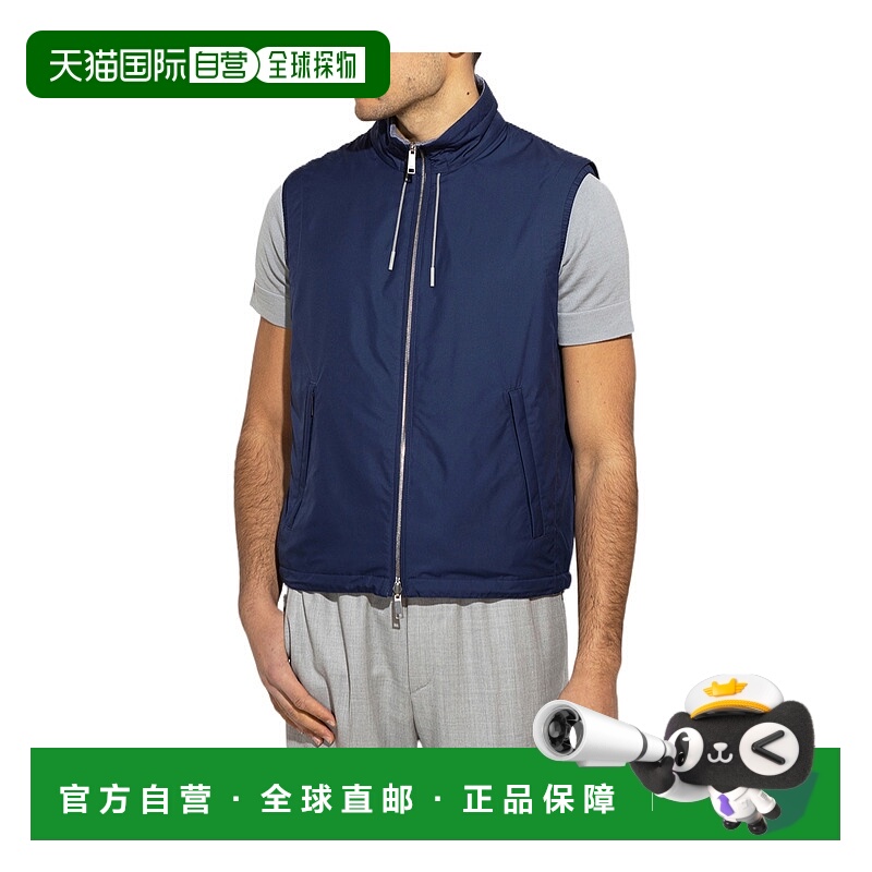 香港直邮Zegna 双面拉链马甲 UDT33A77110B杰尼亚针织印花抽绳