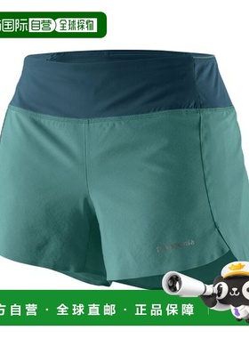 自营欧洲直邮PATAGONIA STRIDER PRO女士青绿色再生聚酯抽绳短裤