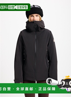 自营欧洲直邮Pyrenex Nova女士黑色派克大衣羽绒夹克外套