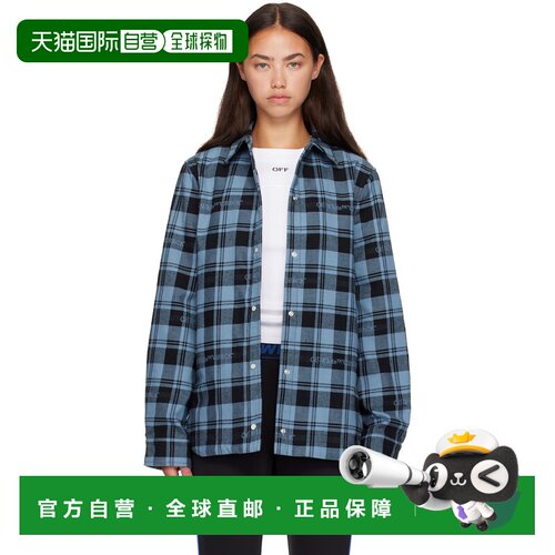 香港直邮off-white 女士 蓝色 Checked Flannel 衬衫 2FG00659TW4
