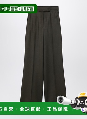 1h可退 香港直邮MaxMara 麦斯玛拉 女士 苔绿色阔腿羊毛裤子 ARTU