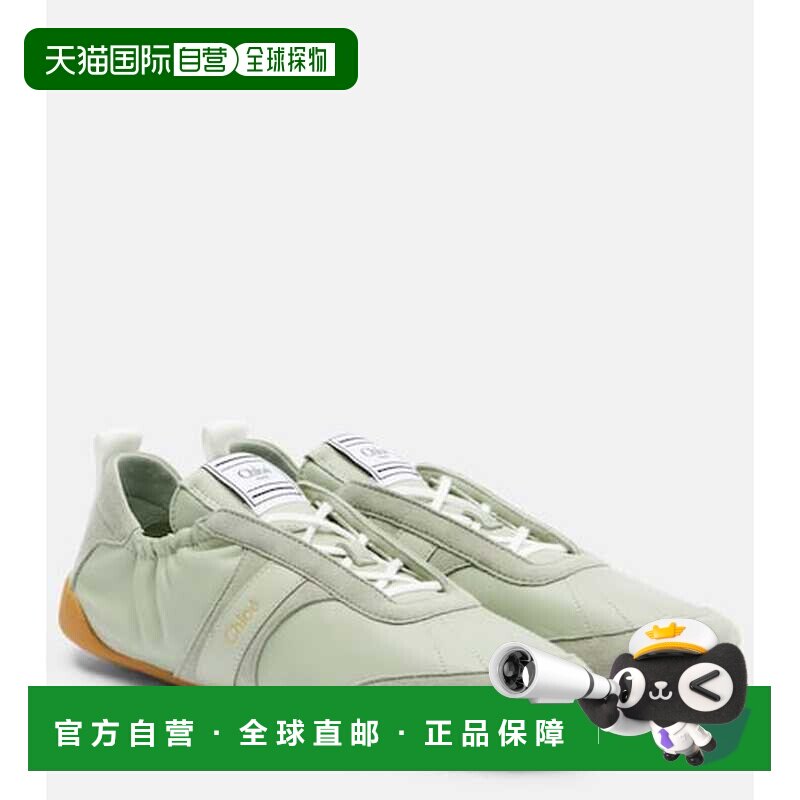 1h可退 香港直邮Chloe 蔻依 女士 Kick 皮革边运动鞋 green绿色